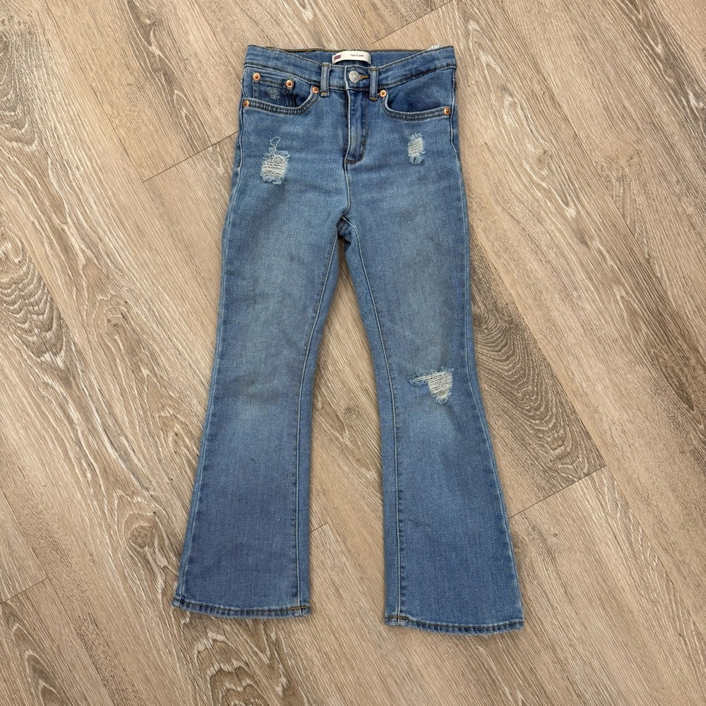 Girls Distressed Boot cut Jeans